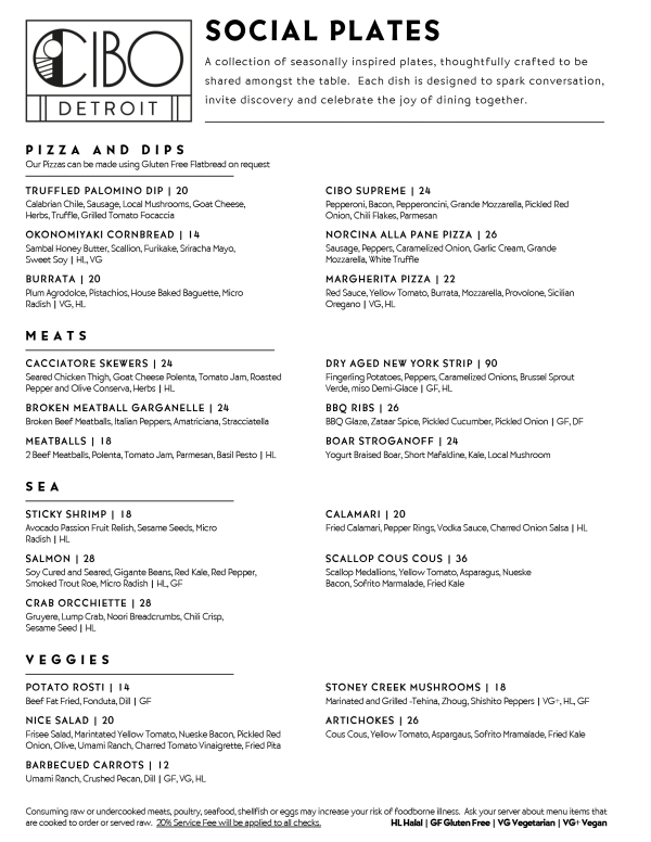 Cibo Menu.pdf Our Menu - Cibo Detroit
